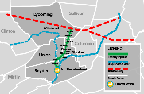 Close-up view of Sunbury Pipeline map - link below contains detailed description